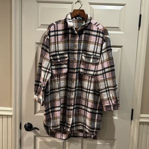 Misguided Oversized Women’s Checkered Shirt Dress NWOT- Size 12(e32)